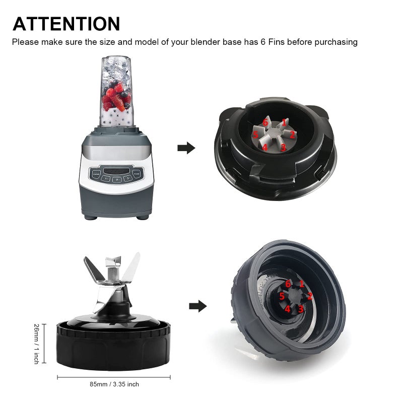 Feilifan شفرات بديلة 6 زعانف لخلاط نينجا 16 أونصة متوافقة مع BL660 1100w، BL771 30، BL770 1500w، BL780CO BL663 BL663CO BL665Q BL740 BL773 BL780 - Image 5